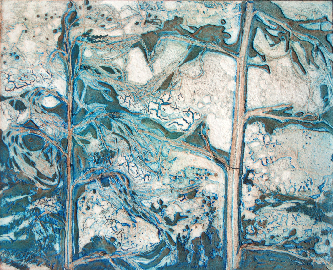 After the Winter Storm (blue) - Collagraph