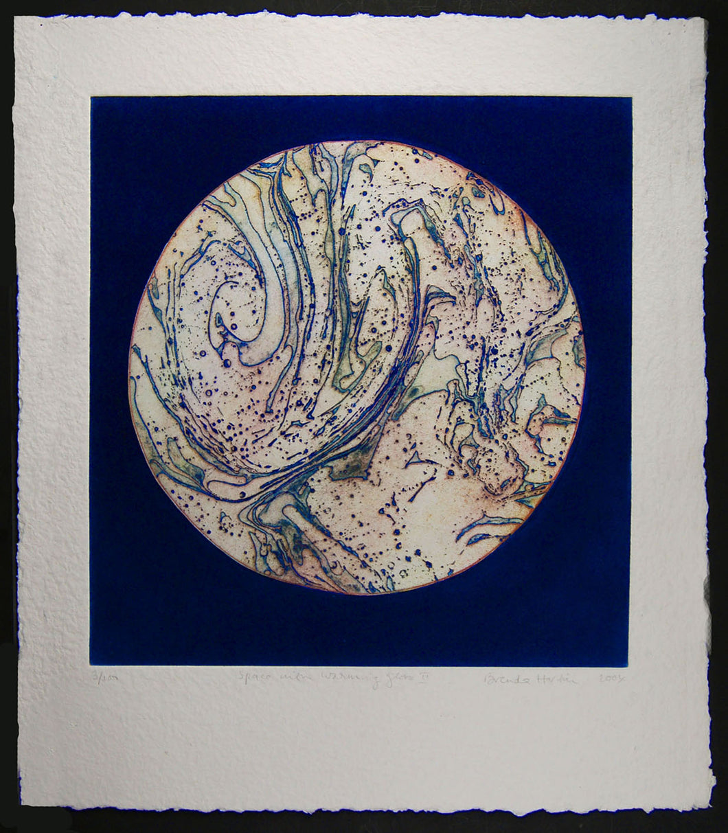 Space with Blue Warming Globe